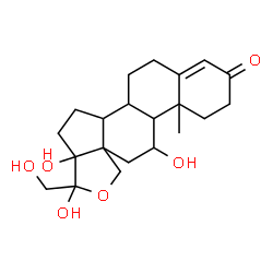 ChemSpider 2D Image | 11,17,20,21-Tetrahydroxy-18,20-epoxypregn-4-en-3-one | C21H30O6