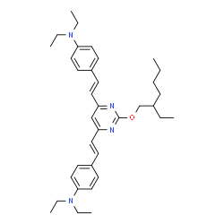 ChemSpider 2D Image | 4,4'-[{2-[(2-Ethylhexyl)oxy]-4,6-pyrimidinediyl}di(E)-2,1-ethenediyl]bis(N,N-diethylaniline) | C36H50N4O