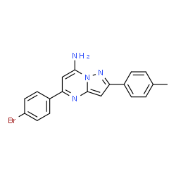 ChemSpider 2D Image | 5-(4-Bromo-phenyl)-2-p-tolyl-pyrazolo[1,5-a]pyrimidin-7-ylamine | C19H15BrN4