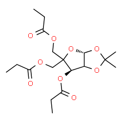 ChemSpider 2D Image | [(3aR,6R)-2,2-dimethyl-6-propanoyloxy-5-(propanoyloxymethyl)-6,6a-dihydro-3aH-furo[2,3-d][1,3]dioxol-5-yl]methyl propanoate | C18H28O9