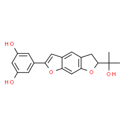 ChemSpider 2D Image | 5-[6-(2-Hydroxy-2-propanyl)-5,6-dihydrofuro[3,2-f][1]benzofuran-2-yl]-1,3-benzenediol | C19H18O5