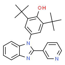 ChemSpider 2D Image | 2,6-Di-tert-butyl-4-(2-pyridin-3-yl-benzoimidazol-1-yl)-phenol | C26H29N3O