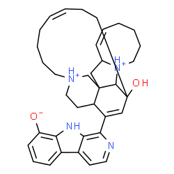 ChemSpider 2D Image | 1-[(5Z,16Z)-13-Hydroxy-11,22-diazoniapentacyclo[11.11.2.1~2,22~.0~2,12~.0~4,11~]heptacosa-5,16,25-trien-25-yl]-9H-beta-carbolin-8-olate | C36H45N4O2