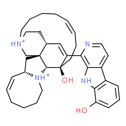 ChemSpider 2D Image | (1R,2S,4S,5Z,12R,13R,16Z)-13-Hydroxy-26-(8-hydroxy-9H-beta-carbolin-1-yl)-11,22-diazoniapentacyclo[11.11.2.1~2,22~.0~2,12~.0~4,11~]heptacosa-5,16,25-trienato | C36H46N4O2