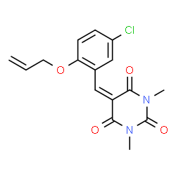 ChemSpider 2D Image | 5-[2-(Allyloxy)-5-chlorobenzylidene]-1,3-dimethyl-2,4,6(1H,3H,5H)-pyrimidinetrione | C16H15ClN2O4