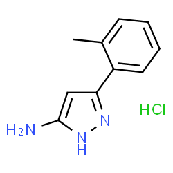 ChemSpider 2D Image | 5-(2-methylphenyl)-1H-pyrazol-3-amine hydrochloride | C10H12ClN3