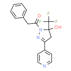 ChemSpider 2D Image | 1-[5-HYDROXY-3-(PYRIDIN-4-YL)-5-(TRIFLUOROMETHYL)-4H-PYRAZOL-1-YL]-2-PHENYLETHANONE | C17H14F3N3O2