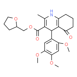 ChemSpider 2D Image | Tetrahydro-2-furanylmethyl 2-methyl-5-oxo-4-(2,4,5-trimethoxyphenyl)-1,4,5,6,7,8-hexahydro-3-quinolinecarboxylate | C25H31NO7
