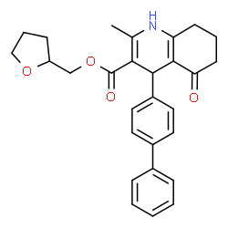 ChemSpider 2D Image | Tetrahydro-2-furanylmethyl 4-(4-biphenylyl)-2-methyl-5-oxo-1,4,5,6,7,8-hexahydro-3-quinolinecarboxylate | C28H29NO4