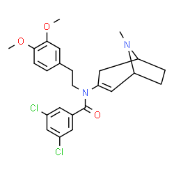 ChemSpider 2D Image | 3,5-Dichloro-N-[2-(3,4-dimethoxyphenyl)ethyl]-N-(8-methyl-8-azabicyclo[3.2.1]oct-2-en-3-yl)benzamide | C25H28Cl2N2O3