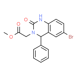 ChemSpider 2D Image | Methyl (6-bromo-2-oxo-4-phenyl-1,4-dihydro-3(2H)-quinazolinyl)acetate | C17H15BrN2O3