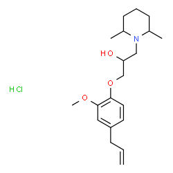 ChemSpider 2D Image | 1-(4-Allyl-2-methoxyphenoxy)-3-(2,6-dimethyl-1-piperidinyl)-2-propanol hydrochloride (1:1) | C20H32ClNO3