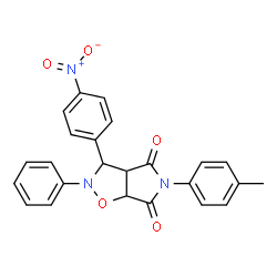 ChemSpider 2D Image | 5-(4-Methylphenyl)-3-(4-nitrophenyl)-2-phenyldihydro-2H-pyrrolo[3,4-d][1,2]oxazole-4,6(3H,5H)-dione | C24H19N3O5