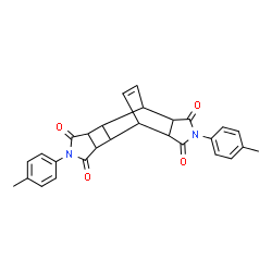 ChemSpider 2D Image | 5,12-Bis(4-methylphenyl)-5,12-diazapentacyclo[7.5.2.0~2,8~.0~3,7~.0~10,14~]hexadec-15-ene-4,6,11,13-tetrone | C28H24N2O4