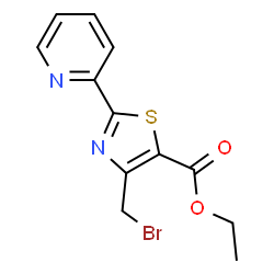 ChemSpider 2D Image | Ethyl-4-(bromomethyl)-2-(2-pyridyl)thiazole-5-carboxylate | C12H11BrN2O2S
