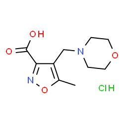ChemSpider 2D Image | 5-methyl-4-(morpholin-4-ylmethyl)-1,2-oxazole-3-carboxylic acid hydrochloride | C10H15ClN2O4