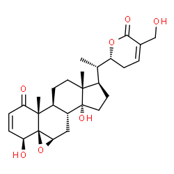 ChemSpider 2D Image | (4beta,5beta,6beta,22R)-4,14,27-Trihydroxy-5,6:22,26-diepoxycholesta-2,24-diene-1,26-dione | C27H36O7