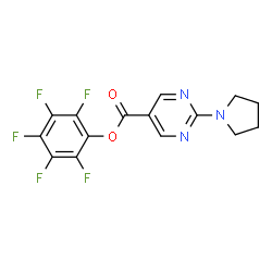 ChemSpider 2D Image | Pentafluorophenyl 2-pyrrolidin-1-ylpyrimidine-5-carboxylate | C15H10F5N3O2