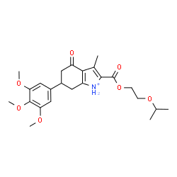 ChemSpider 2D Image | 2-[(2-Isopropoxyethoxy)carbonyl]-3-methyl-4-oxo-6-(3,4,5-trimethoxyphenyl)-4,5,6,7-tetrahydro-1H-indolium | C24H32NO7