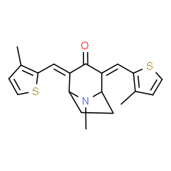 ChemSpider 2D Image | (2E,4E)-8-Methyl-2,4-bis[(3-methyl-2-thienyl)methylene]-8-azabicyclo[3.2.1]octan-3-one | C20H21NOS2