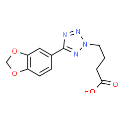 ChemSpider 2D Image | 5-(1,3-Benzodioxol-5-yl)-2H-tetrazole-2-butanoic acid | C12H12N4O4