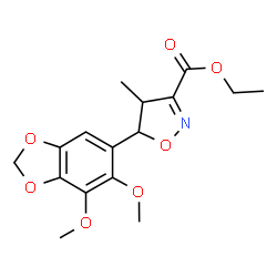 ChemSpider 2D Image | Ethyl 5-(6,7-dimethoxy-1,3-benzodioxol-5-yl)-4-methyl-4,5-dihydro-1,2-oxazole-3-carboxylate | C16H19NO7