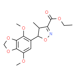 ChemSpider 2D Image | Ethyl 5-(4,7-dimethoxy-1,3-benzodioxol-5-yl)-4-methyl-4,5-dihydro-1,2-oxazole-3-carboxylate | C16H19NO7