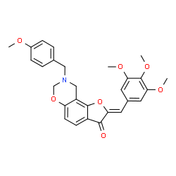 ChemSpider 2D Image | (2Z)-8-(4-Methoxybenzyl)-2-(3,4,5-trimethoxybenzylidene)-8,9-dihydro-7H-furo[2,3-f][1,3]benzoxazin-3(2H)-one | C28H27NO7