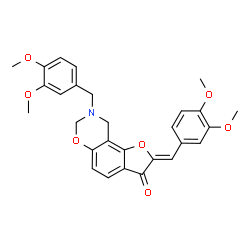 ChemSpider 2D Image | (2Z)-8-(3,4-Dimethoxybenzyl)-2-(3,4-dimethoxybenzylidene)-8,9-dihydro-7H-furo[2,3-f][1,3]benzoxazin-3(2H)-one | C28H27NO7