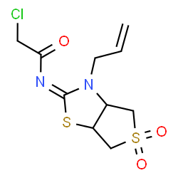 ChemSpider 2D Image | N-[(2E)-3-Allyl-5,5-dioxidotetrahydrothieno[3,4-d][1,3]thiazol-2(3H)-ylidene]-2-chloroacetamide | C10H13ClN2O3S2