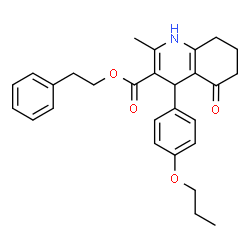 ChemSpider 2D Image | 2-Phenylethyl 2-methyl-5-oxo-4-(4-propoxyphenyl)-1,4,5,6,7,8-hexahydro-3-quinolinecarboxylate | C28H31NO4