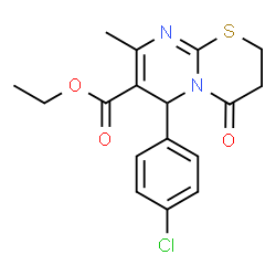 ChemSpider 2D Image | Ethyl 6-(4-chlorophenyl)-8-methyl-4-oxo-3,4-dihydro-2H,6H-pyrimido[2,1-b][1,3]thiazine-7-carboxylate | C17H17ClN2O3S