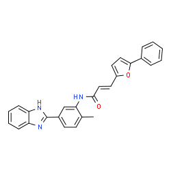 ChemSpider 2D Image | (2E)-N-[5-(1H-Benzimidazol-2-yl)-2-methylphenyl]-3-(5-phenyl-2-furyl)acrylamide | C27H21N3O2