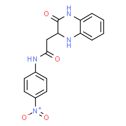 ChemSpider 2D Image | N-(4-Nitrophenyl)-2-(3-oxo-1,2,3,4-tetrahydro-2-quinoxalinyl)acetamide | C16H14N4O4