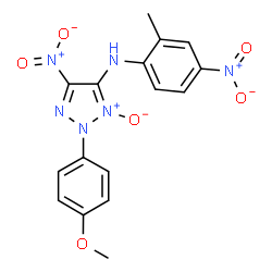 ChemSpider 2D Image | 2-(4-Methoxyphenyl)-N-(2-methyl-4-nitrophenyl)-5-nitro-2H-1,2,3-triazol-4-amine 3-oxide | C16H14N6O6