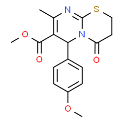 ChemSpider 2D Image | Methyl 6-(4-methoxyphenyl)-8-methyl-4-oxo-3,4-dihydro-2H,6H-pyrimido[2,1-b][1,3]thiazine-7-carboxylate | C17H18N2O4S