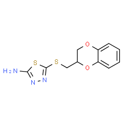 ChemSpider 2D Image | 5-[(2,3-Dihydro-1,4-benzodioxin-2-ylmethyl)sulfanyl]-1,3,4-thiadiazol-2-amine | C11H11N3O2S2