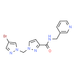 ChemSpider 2D Image | 1-[(4-Bromo-1H-pyrazol-1-yl)methyl]-N-(3-pyridinylmethyl)-1H-pyrazole-3-carboxamide | C14H13BrN6O