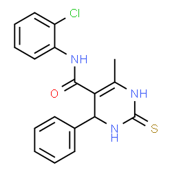 ChemSpider 2D Image | N-(2-Chlorophenyl)-6-methyl-4-phenyl-2-thioxo-1,2,3,4-tetrahydro-5-pyrimidinecarboxamide | C18H16ClN3OS