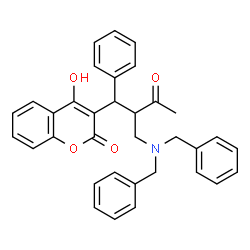ChemSpider 2D Image | 3-{2-[(Dibenzylamino)methyl]-3-oxo-1-phenylbutyl}-4-hydroxy-2H-chromen-2-one | C34H31NO4