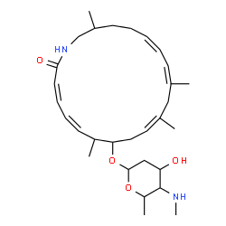 ChemSpider 2D Image | (3Z,5Z,10Z,13Z,15Z)-7,11,13,19-Tetramethyl-2-oxoazacycloicosa-3,5,10,13,15-pentaen-8-yl 2,4,6-trideoxy-4-(methylamino)hexopyranoside | C30H48N2O4