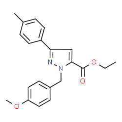 ChemSpider 2D Image | Ethyl 1-(4-methoxybenzyl)-3-(4-methylphenyl)-1H-pyrazole-5-carboxylate | C21H22N2O3