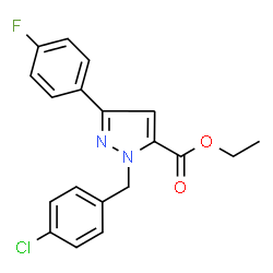 ChemSpider 2D Image | Ethyl 1-(4-chlorobenzyl)-3-(4-fluorophenyl)-1H-pyrazole-5-carboxylate | C19H16ClFN2O2