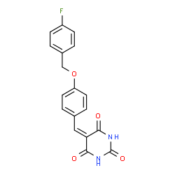 ChemSpider 2D Image | 5-{4-[(4-Fluorobenzyl)oxy]benzylidene}-2,4,6(1H,3H,5H)-pyrimidinetrione | C18H13FN2O4