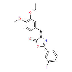 ChemSpider 2D Image | 4-(3-Ethoxy-4-methoxybenzylidene)-2-(3-iodophenyl)-1,3-oxazol-5(4H)-one | C19H16INO4