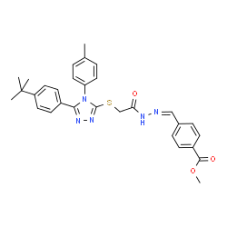 ChemSpider 2D Image | Methyl 4-{(Z)-[({[5-(4-tert-butylphenyl)-4-(4-methylphenyl)-4H-1,2,4-triazol-3-yl]sulfanyl}acetyl)hydrazono]methyl}benzoate | C30H31N5O3S