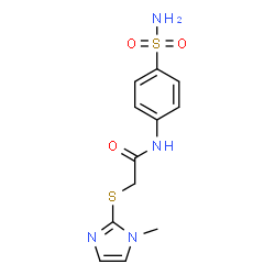 ChemSpider 2D Image | 2-[(1-Methyl-1H-imidazol-2-yl)sulfanyl]-N-(4-sulfamoylphenyl)acetamide | C12H14N4O3S2