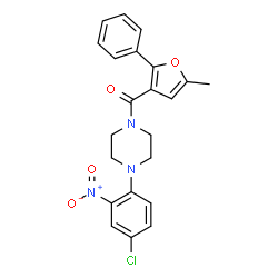 ChemSpider 2D Image | [4-(4-Chloro-2-nitrophenyl)-1-piperazinyl](5-methyl-2-phenyl-3-furyl)methanone | C22H20ClN3O4