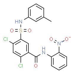 ChemSpider 2D Image | 2,4-Dichloro-5-[(3-methylphenyl)sulfamoyl]-N-(2-nitrophenyl)benzamide | C20H15Cl2N3O5S