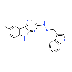ChemSpider 2D Image | 3-[(2E)-2-(1H-Indol-3-ylmethylene)hydrazino]-8-methyl-4H-[1,2,4]triazino[5,6-b]indole | C19H15N7